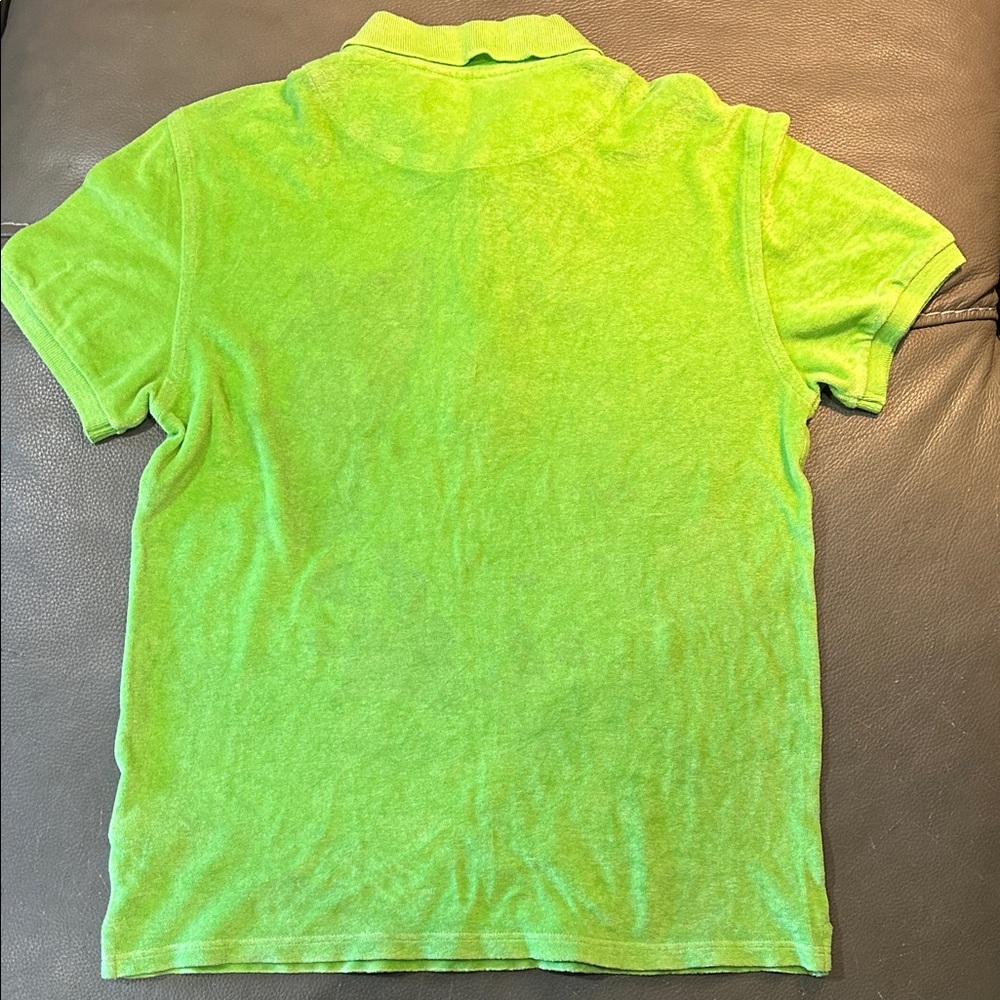 Vilebrequin Lime Green Polo Shirt, crushed velvet. Size XS - Picture 4 of 4